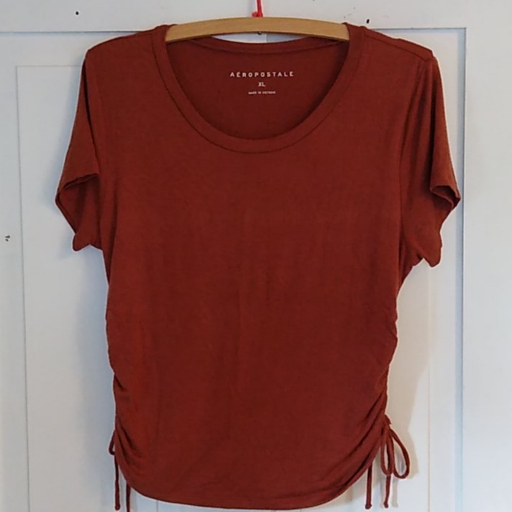 Aeropostale Top Size XL Gathered Sides Crop Top Rust Color